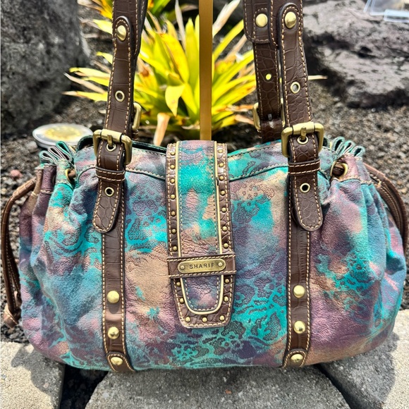 Sharif Studio Multicolor Embossed Leather & Fabric Shoulder Bag - Picture 3 of 17